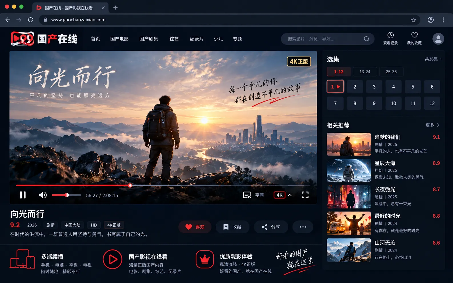 国产在线观看沉浸式影视播放界面